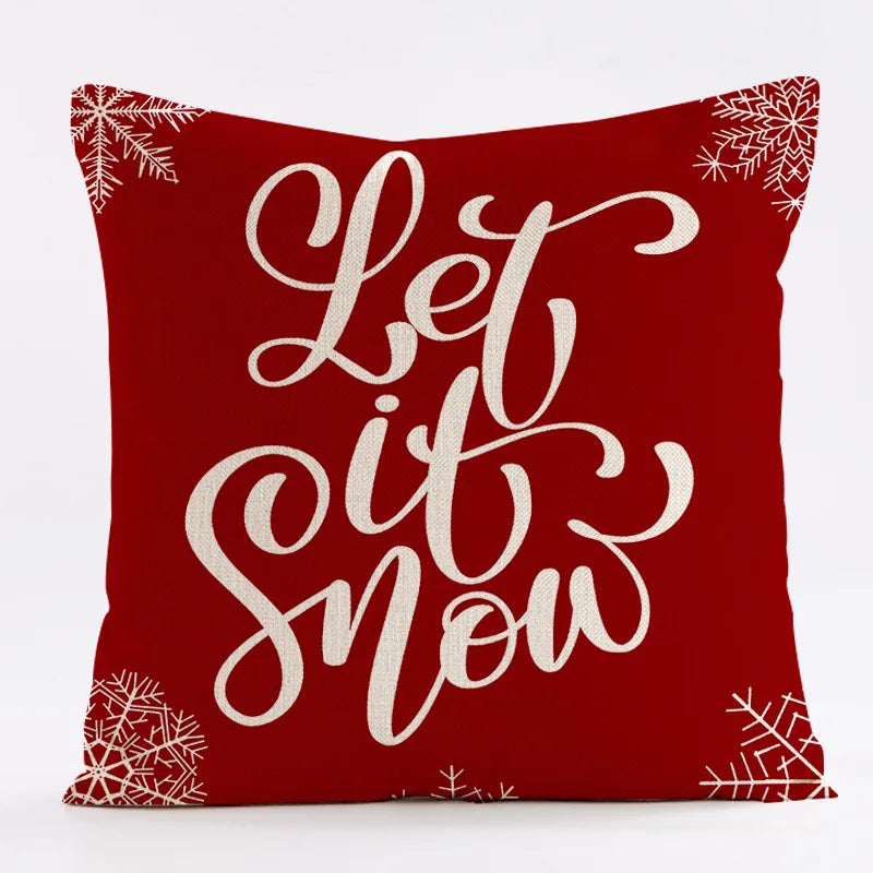 Red Snowflake Deer Christmas Pattern throw pillow cover with short plush print for living room sofa decoration cushion cover