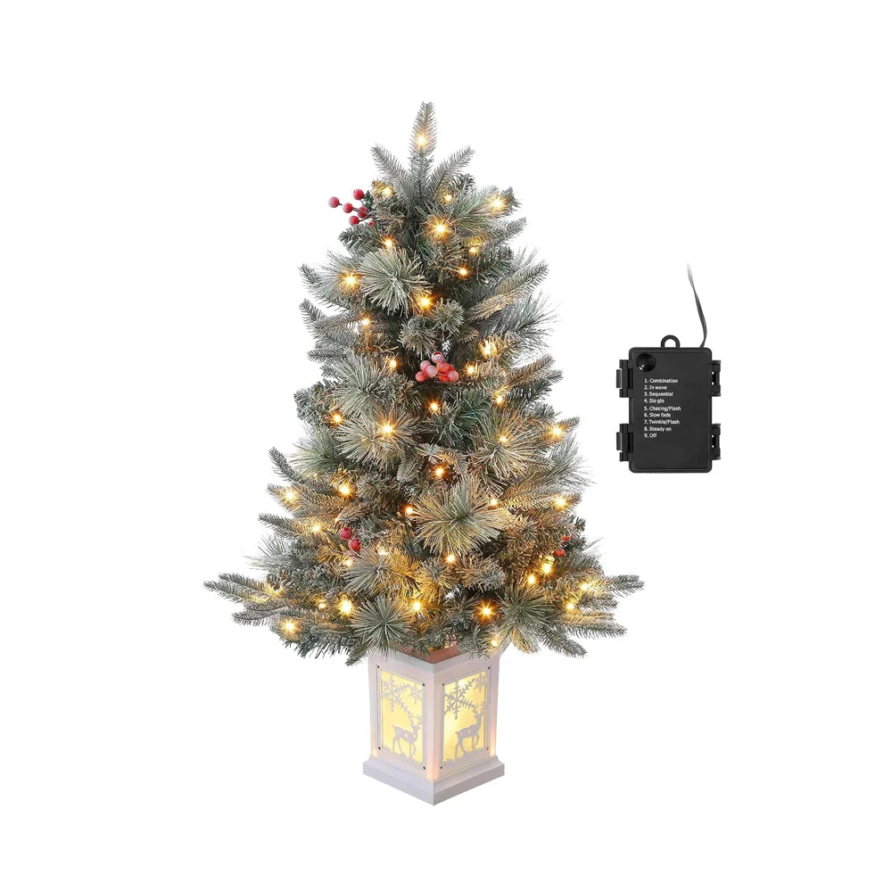 3 ft Tabletop Christmas Tree, Pre-lit Xmas Tree with Cloth Bag Base, Mini Xmas Tree with LED, Artificial Xmas Tree Home Decor