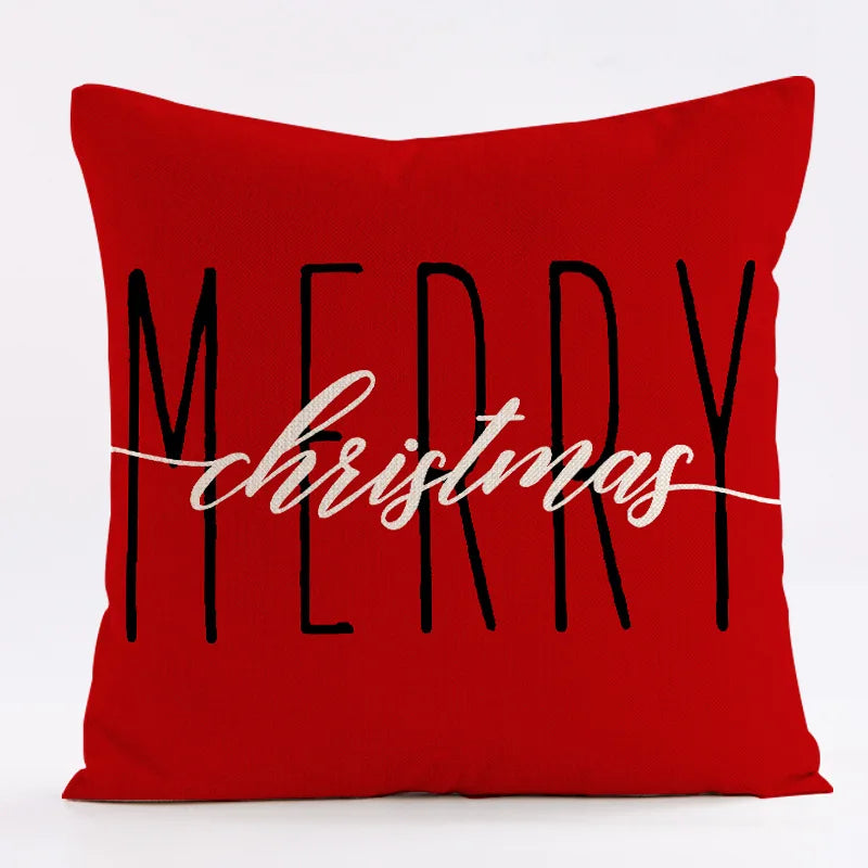 Red Snowflake Deer Christmas Pattern throw pillow cover with short plush print for living room sofa decoration cushion cover