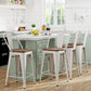Barstools Counter Height Bar Stools for Kitchen Island Farmhouse Metal High Back Bar Chairs Wooden Seat 24" Matte Black