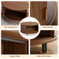 Round Coffee Table with Storage,31.5" Modern Coffee Table with 360° Curved Sliding Door,Fluted Wood Accent Coffee Tablee