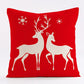 Red Snowflake Deer Christmas Pattern throw pillow cover with short plush print for living room sofa decoration cushion cover