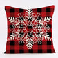 Red Snowflake Deer Christmas Pattern throw pillow cover with short plush print for living room sofa decoration cushion cover