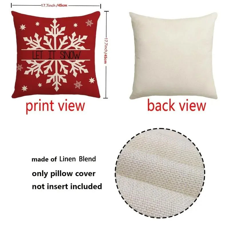 4-piece Christmas pillowcase set, 18x18 inches, suitable for living room, bedroom, Christmas decoration (without pillow core)