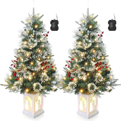 3 ft Tabletop Christmas Tree, Pre-lit Xmas Tree with Cloth Bag Base, Mini Xmas Tree with LED, Artificial Xmas Tree Home Decor