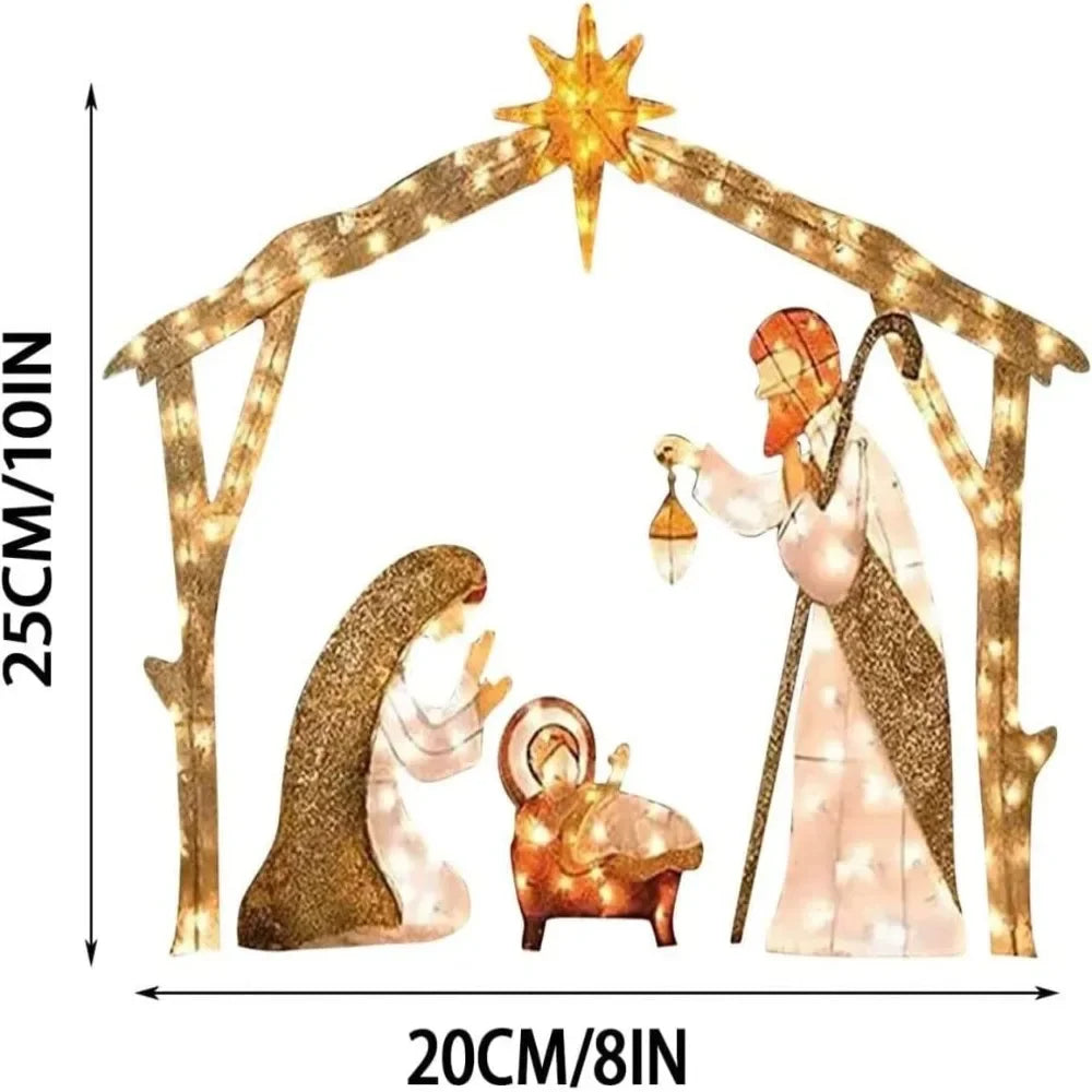 5.5FT Outdoor Lighted Nativity Scene Waterproof With light Nativity Scene Christmas Decoration Yard Decoration Easter