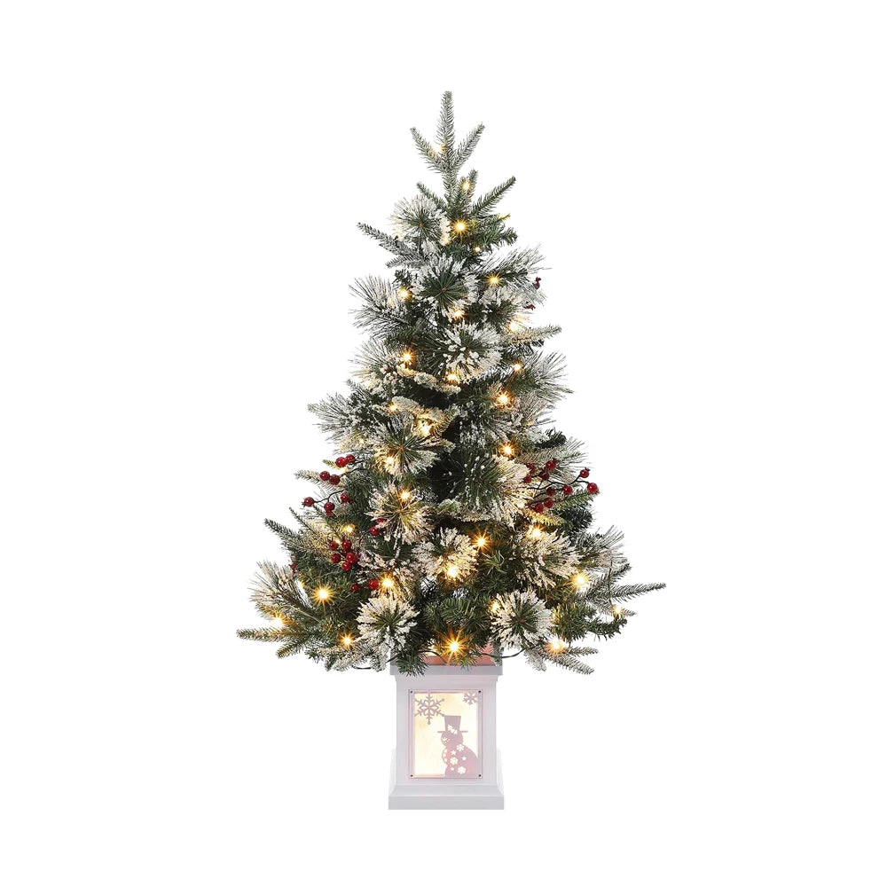 3 ft Tabletop Christmas Tree, Pre-lit Xmas Tree with Cloth Bag Base, Mini Xmas Tree with LED, Artificial Xmas Tree Home Decor