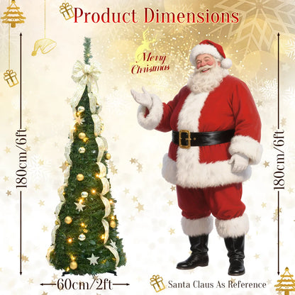 190cm Pre-Lit Artificial Christmas Tree 2025 Christmas Decorations 200 Warm-White LED Light White Green 460 Dense Branch Tips