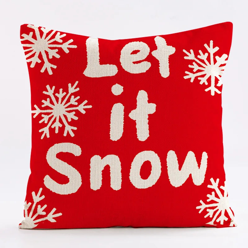 Red Snowflake Deer Christmas Pattern throw pillow cover with short plush print for living room sofa decoration cushion cover