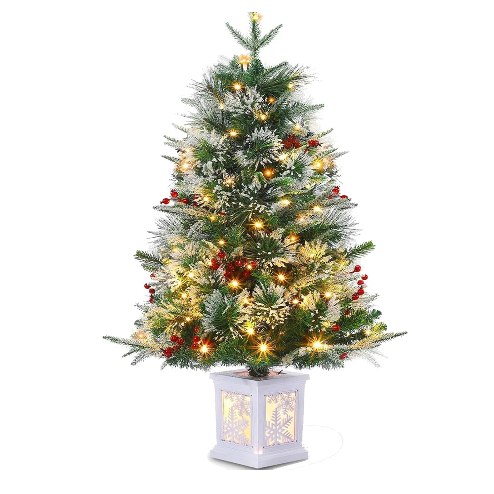 3 ft Tabletop Christmas Tree, Pre-lit Xmas Tree with Cloth Bag Base, Mini Xmas Tree with LED, Artificial Xmas Tree Home Decor