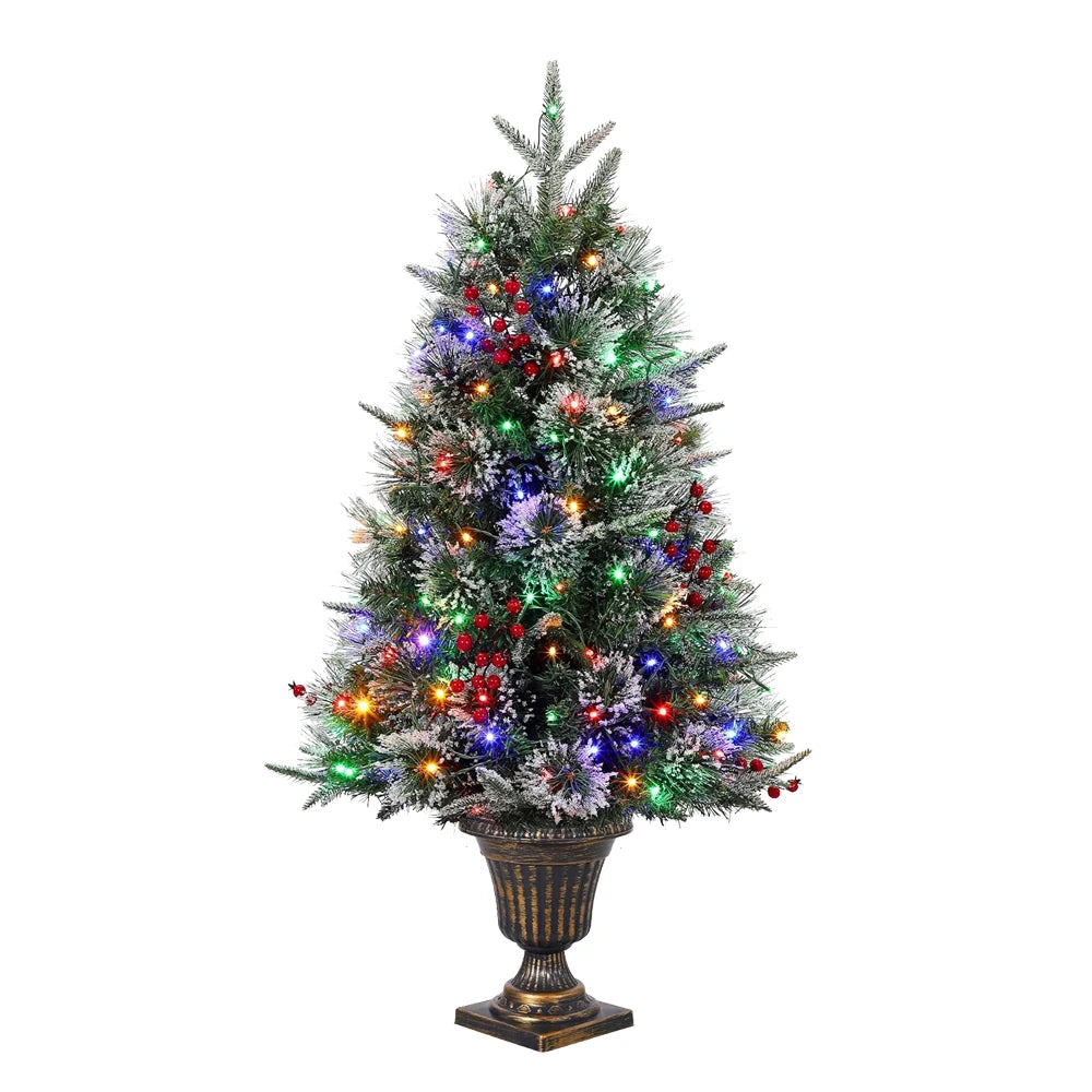 3 ft Tabletop Christmas Tree, Pre-lit Xmas Tree with Cloth Bag Base, Mini Xmas Tree with LED, Artificial Xmas Tree Home Decor