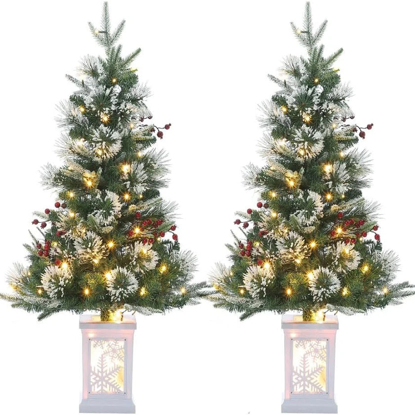 3 ft Tabletop Christmas Tree, Pre-lit Xmas Tree with Cloth Bag Base, Mini Xmas Tree with LED, Artificial Xmas Tree Home Decor