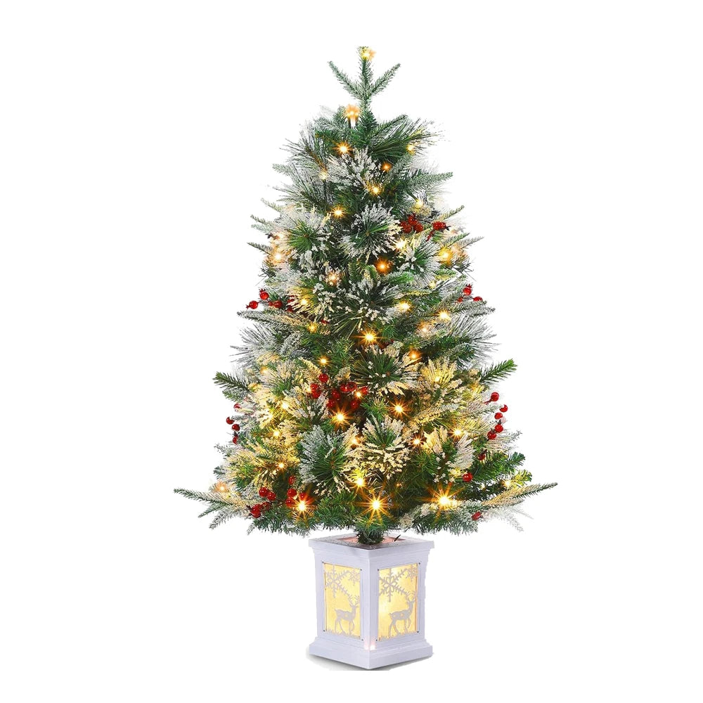 3 ft Tabletop Christmas Tree, Pre-lit Xmas Tree with Cloth Bag Base, Mini Xmas Tree with LED, Artificial Xmas Tree Home Decor