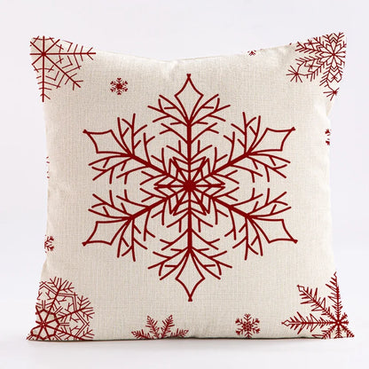 Red Snowflake Deer Christmas Pattern throw pillow cover with short plush print for living room sofa decoration cushion cover