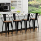 Barstools Counter Height Bar Stools for Kitchen Island Farmhouse Metal High Back Bar Chairs Wooden Seat 24" Matte Black