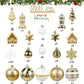 60Piece Shatterproof White Gold Assorted Christmas Ball Ornaments Set for Holiday Party Wedding and Christmas Tree Decoration E